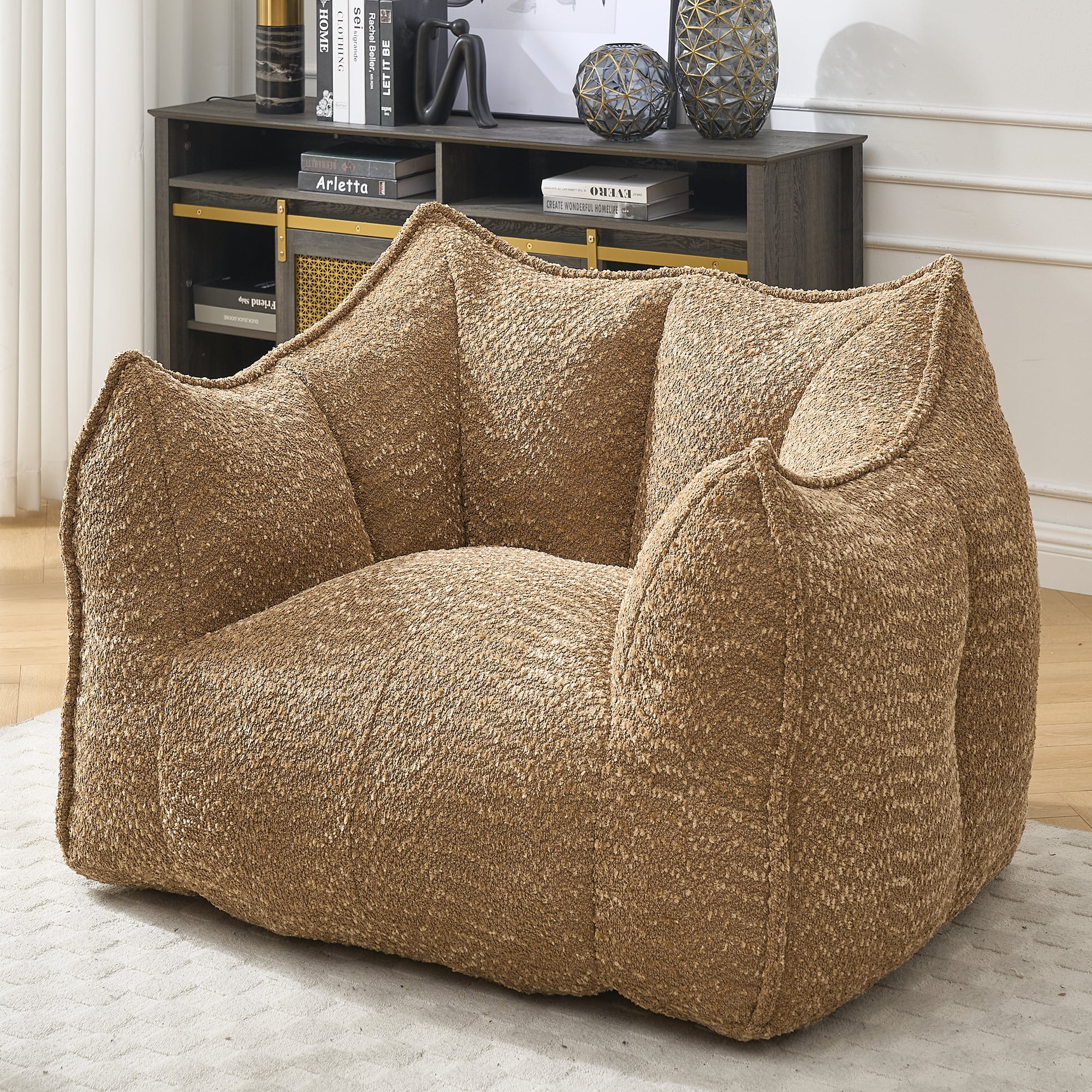 Newest Modern Chenille Bean Bag with Soft Cushioning - 2-Seater for Reading/TV Watching in Living Room/Study