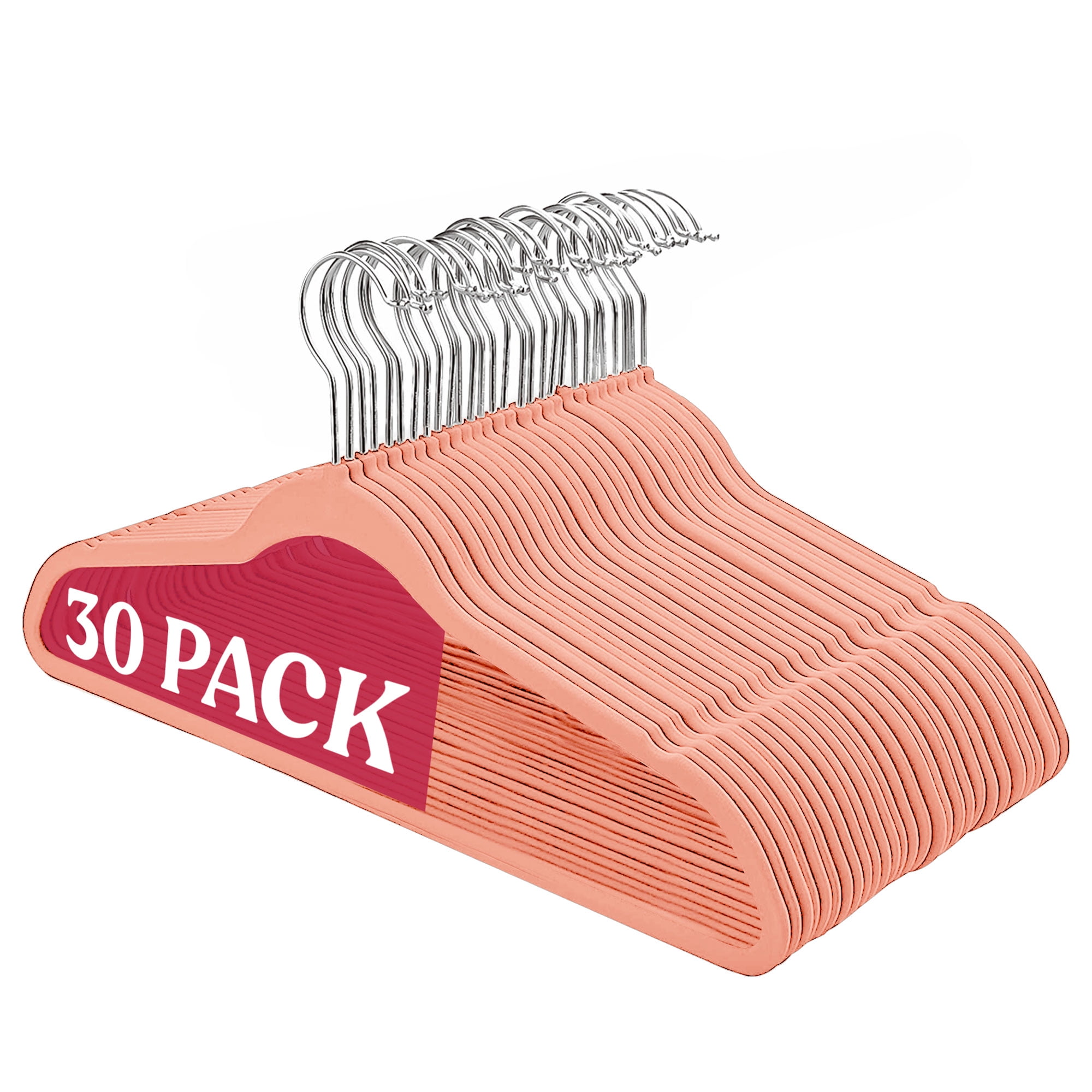 Home Collection Deals Lux Decor Collection Velvet Hangers Space Saving and Non-Slip Hangers - 30 Pack, Pink