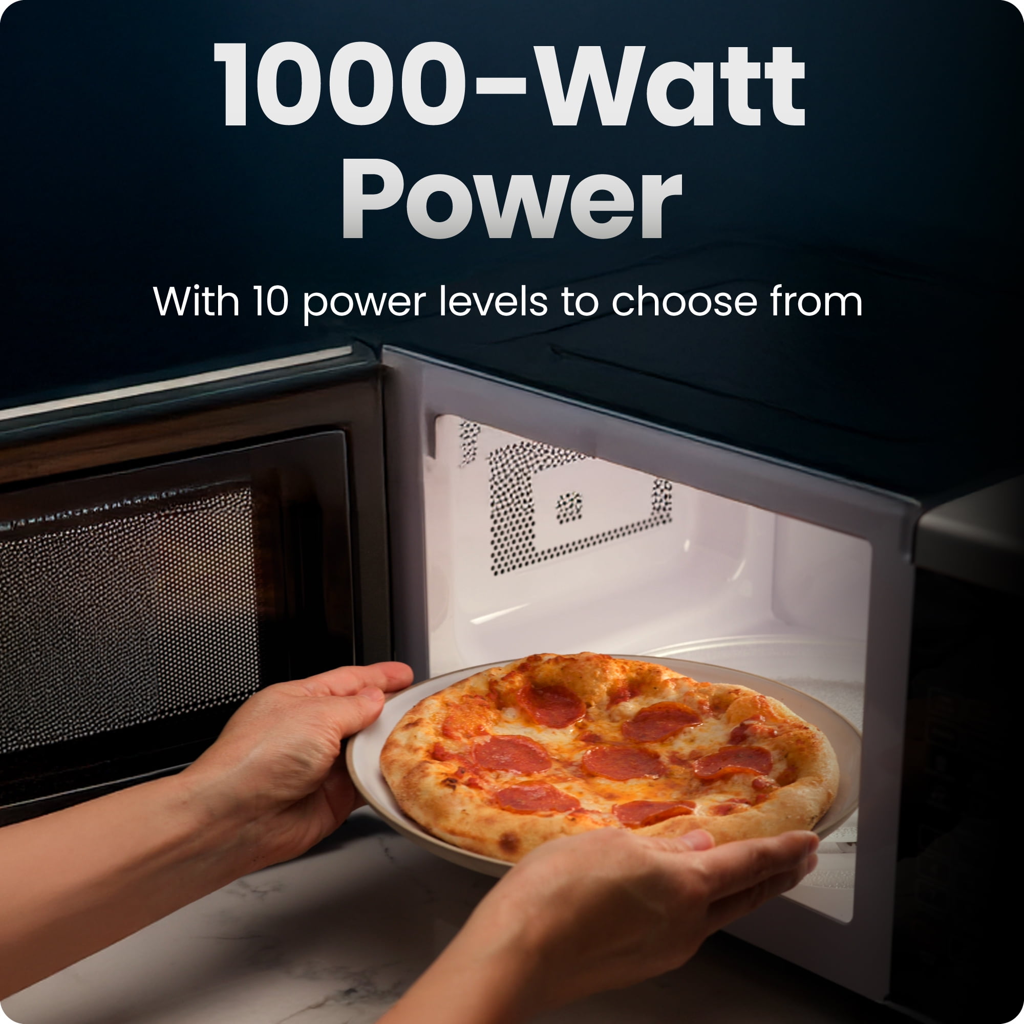 Chefman Countertop Microwave Oven 1.1 Cu. Ft., 1000 Watts with 3 Presets and 10 Power Levels - Black