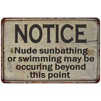 Nude Sunbathing Notice Vintage Look Chic 8x12 Metal Sign M8120020026