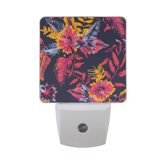 Hand Drawn Floral Plants Night Light 2 Pack LED Nightlight Plug into Wall Dusk to Dawn Sensor Soft White