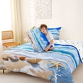 thumbnail image 4 of jejeloiu Beach Ocean Wave Full Size Comforter Sets,Seashell Print Bedding Comforter Set For Boys,Blue White,Polkadot Reversible,3 Pieces,1 Comforter and 2 Pillowcases, 4 of 7
