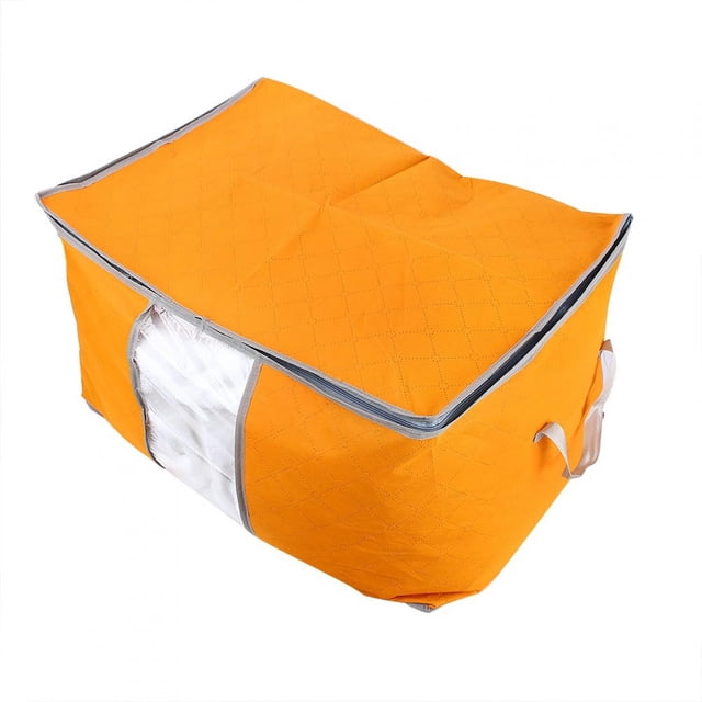 Foldable Storage Bag Quilt Storage Bag Bedding Storage Bag Foldable Clothing Organizer Clothing Storage Box For Clothes Underbed Dustproof Bag Orange