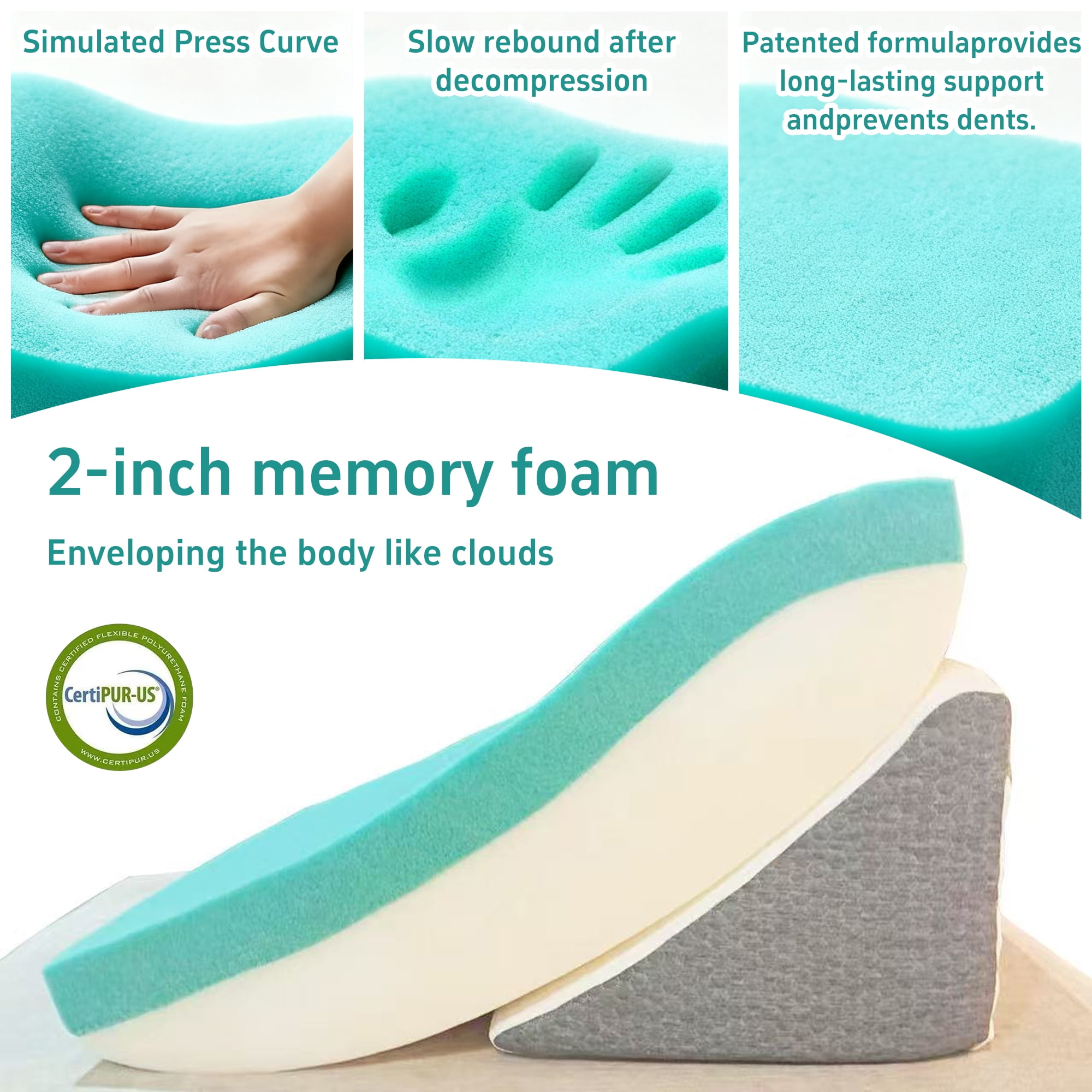 TEDresco 8-Piece Wedge Pillow Set — Multifunctional Body Support Pillow, Adjustable, with Built-in 2" Thick Memory Foam