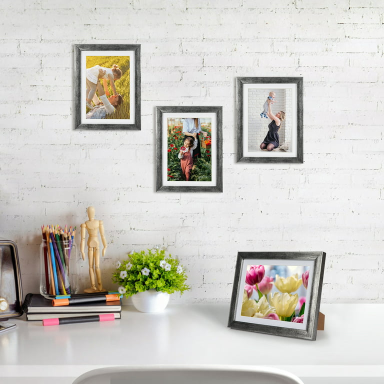Giftgarden White 4x6 Picture Frame 7 Pack, Modern White Woodgrain 4 by 6  Photo Frames for Wall or Tabletop Display