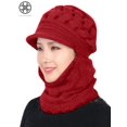 thumbnail image 2 of Luxtrada Womens Bib Beanie Hat Pom Bobble Scarf Mask Set Knitted Winter Warm Snow Ski Cap Knit Skull Cap with Fleece Lined, 2 of 5
