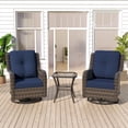 thumbnail image 3 of MeetLeisure 3 Piece Wicker Patio Furniture Set with Side Table, Outdoor Swivel Rocker Chairs with High Back, Deep Seating, Wide Armrest, Thick Cushions for Deck Porch, Dark Blue, 3 of 11