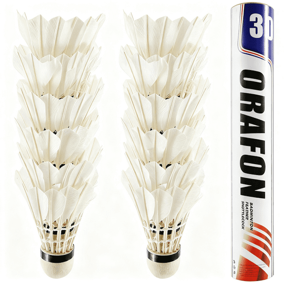 Tcwhniev Goose Feather Badminton Shuttlecocks Birdies, 12 Pack Hight Speed Training Badminton Balls with Great Stability for Indoor Outdoor Sports