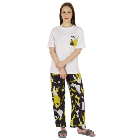 

Inkmeso Printed Nightwear 2 Pc Pajama Set For Women s Short Sleeves Soft Sleepwear