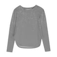 thumbnail image 2 of Fengqque Girls's Long Sleeved Round Neck Waist-cinching Curved Hem Glitter Side Slit Top 3-12 Years Old Dark Gray 3 Years, 2 of 7