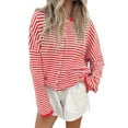 thumbnail image 3 of iHPH7 Travel Sweater Striped Sweater Women Womens Fall Clothing Travel Cardigan Women Fall Clothes Knits Clothing Loose Cardigan for Women Red XL, 3 of 8