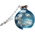thumbnail image 3 of Necklace for Women,Women's Chain Necklaces You are in Heaven Chic Transparent Resin Round Ball Moon Pendant Necklace Women Blue Sky White Clouds Chain, 3 of 8