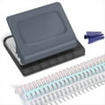 thumbnail image 1 of 10 Hole Punch Binding Machine for Planners, with 10 Multi-Color Binder Rings, 30 Holes on A4, 20 Holes on A5 Grey, 1 of 7