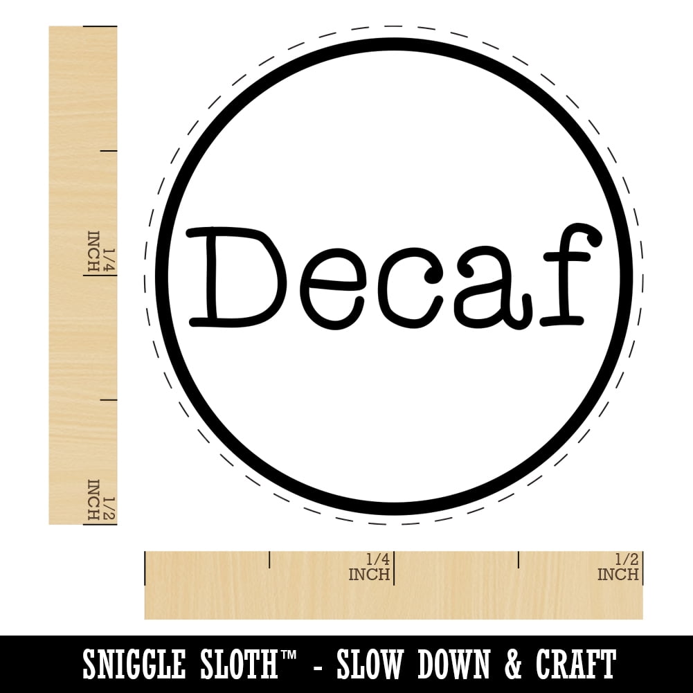 Decaf Coffee Label Self-Inking Rubber Stamp Ink Stamper - Dry Pad (No Ink) - Mini 1/2 Inch