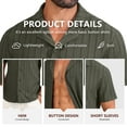 thumbnail image 6 of Iceglad Mens Casual Button Down Shirts Short Sleeve Striped Shirts Textured Summer Beach Shirt Dark Green Xxl, 6 of 9