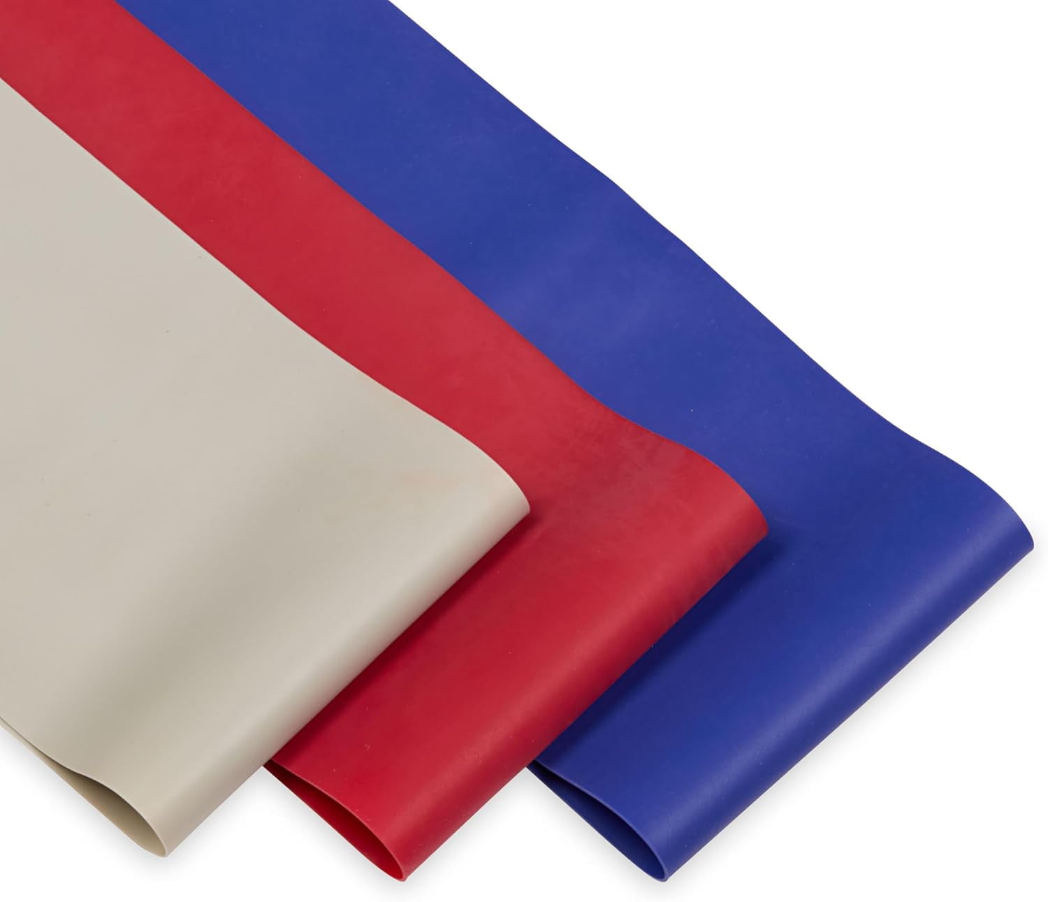 JJEAN-Loop Resistance Bands (3-Pack, Grey/Red/Blue), Light/Medium/Heavy, Odor-Free, 4" Rubber + Latex Exercise Bands, for Strength Training and Physical Therapy, Includes Exercise Guide