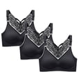 thumbnail image 2 of Fesfesfes 3-Pack Bras for Women Sport Bras Wirefree Underwears Bras Sports Base Vest Style Home Lingerie Back Hollow Lace Butterfly Pattern Tank Tops with Built in Bras, 2 of 6