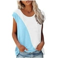 thumbnail image 1 of EQWLJWE Hauts d'Été pour Femmes Hauts pour Femmes Liquidation Mode Femmes Mode Manches Courtes Col Rond T-shirt Imprimé Blouse Hauts Amples, 1 of 6