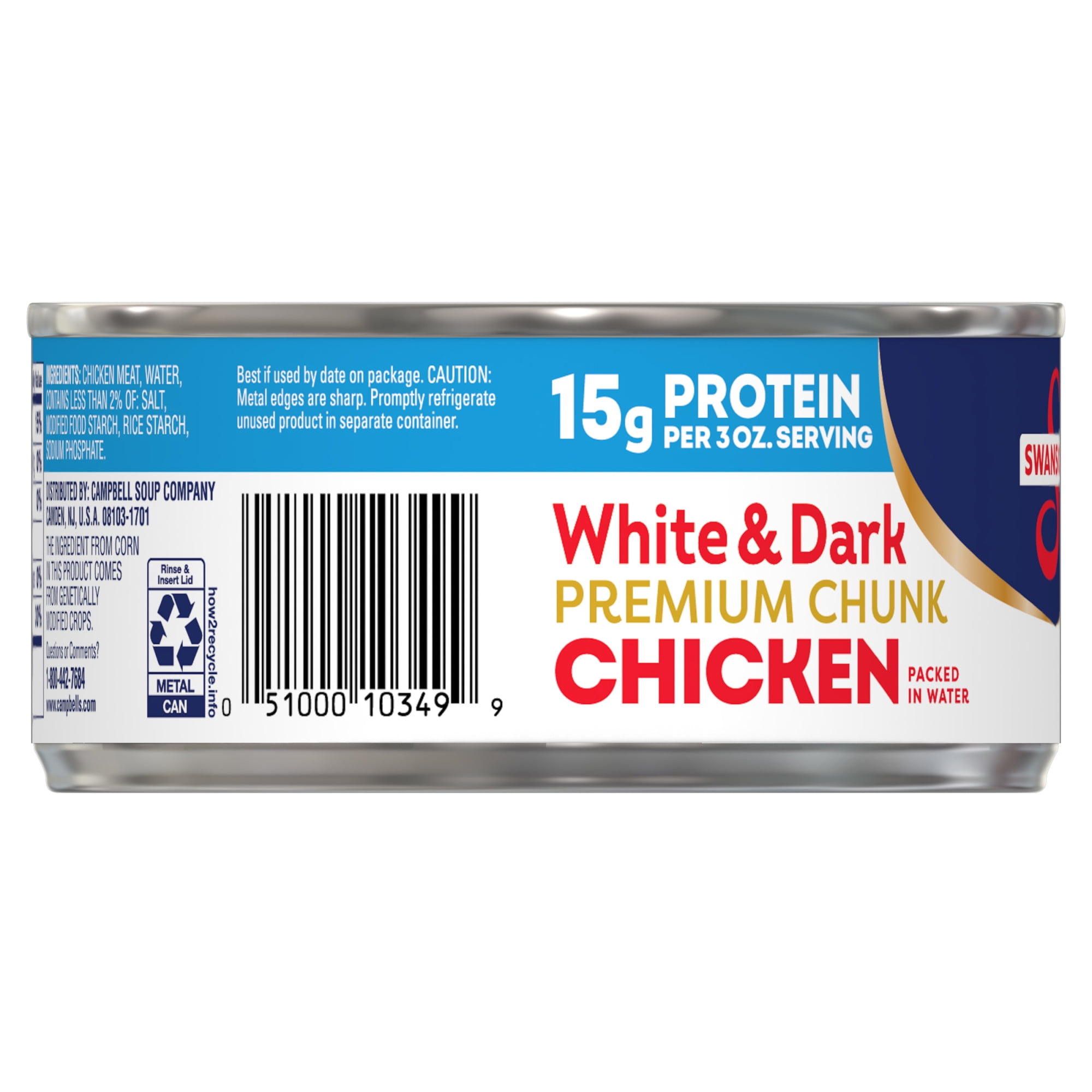(12 pack) Swanson White and Dark Premium Chunk Canned Chicken Breast in Water, 9.75 oz Can