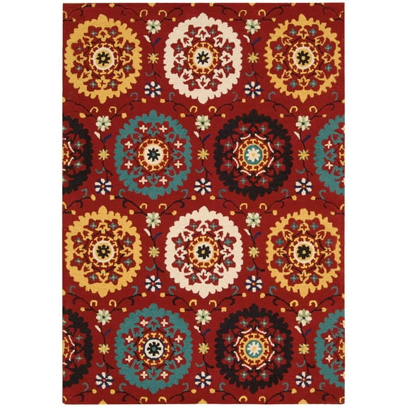 Nourison Suzani Modern Red 5'3" x 7'5" Area Rug, (5x7)
