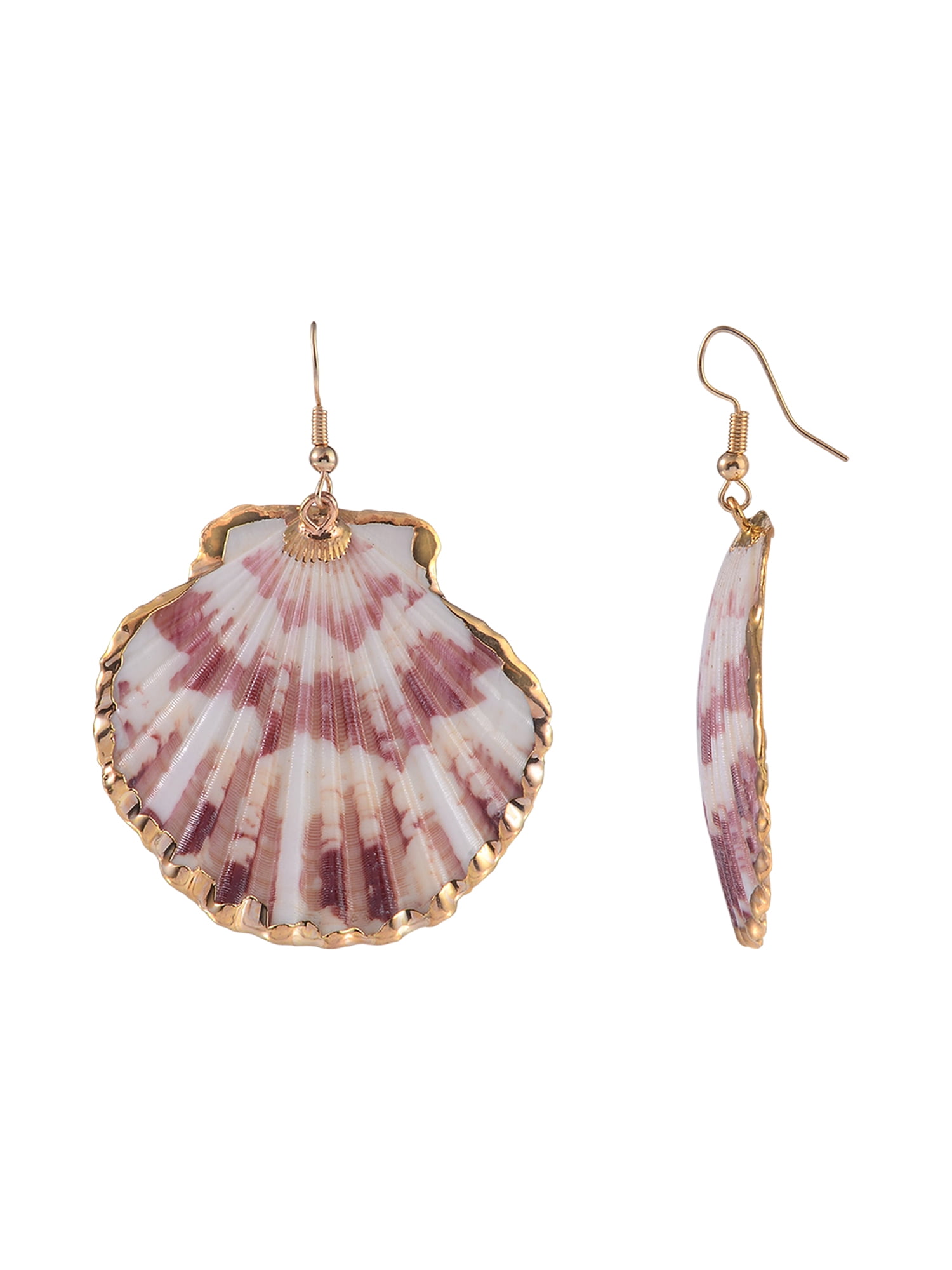 Time and Tru Adult Female Gold-Tone Metal and Clam Shell Drop Earring