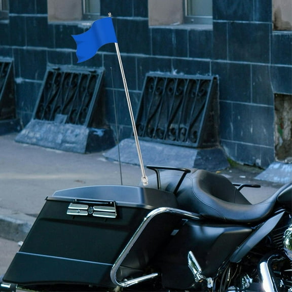 GOOHOCHY Aluminum Alloy Adjustable Height Flagpole Kit for Motorcycle with Steel Mount and Silver Color Safety Flag Holder