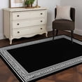 thumbnail image 4 of Black Geometric Large Area Rugs for Bedroom Living Room, Soft Non Slip Carpet Bedside Rug, Country Farm Traditional Chinese Tile Rectangular Floor Cover Kitchen Accent Rug 4'x6' for Office, 4 of 9