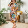 thumbnail image 5 of Yuyamidu Hippie Flower Long Sleeve Bathrobe for Women Lightweight Zippered Robes Floral Long Sleeve Bath Robe Loose Housecoat Nightgown Size XL Mid-Length Sleepdress, 5 of 7