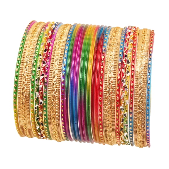 Sunsoul By Touchstone Indian Fashion Éclat Rainbow Golden Flakes 2dZ. Jewelry Bangle For Women.
