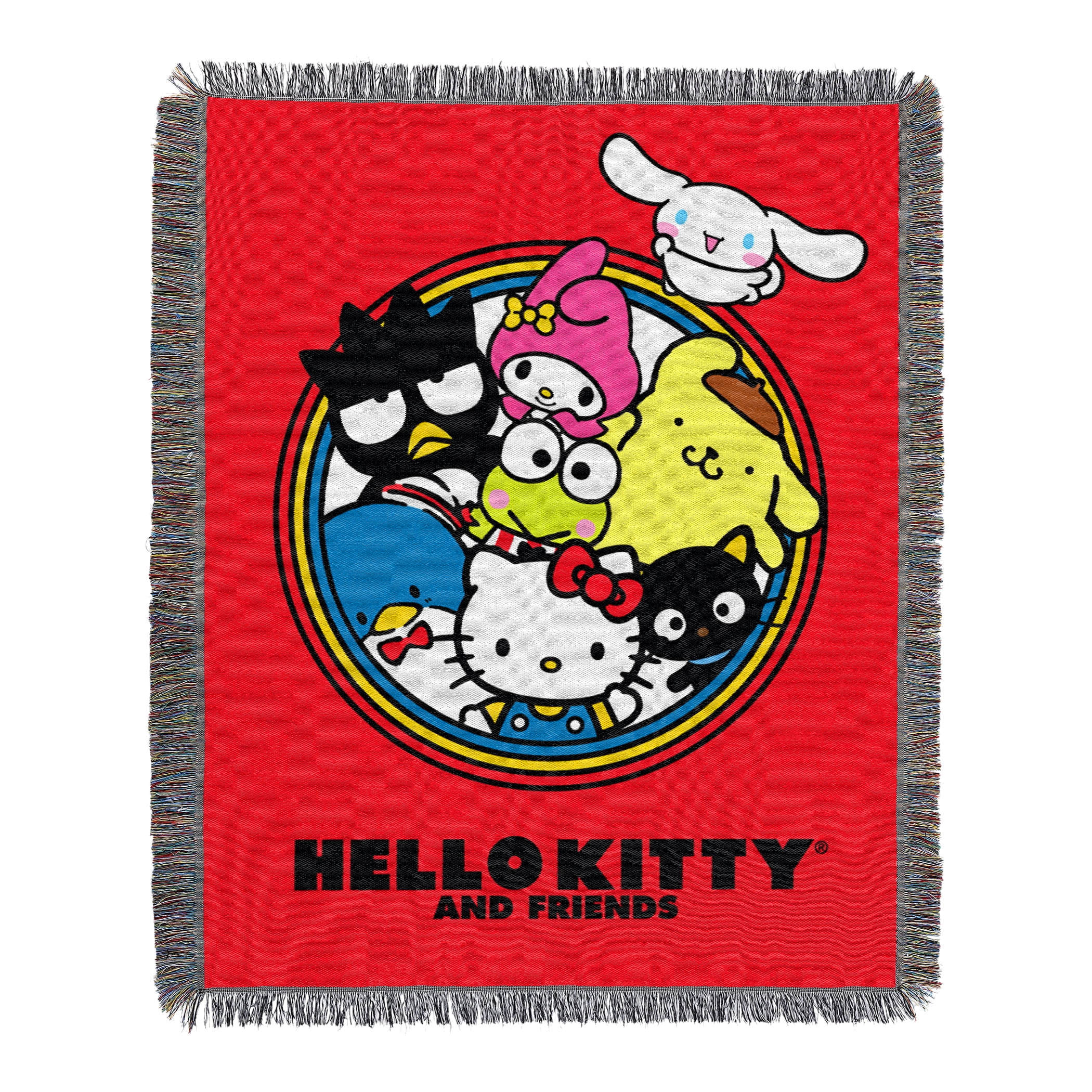 Hello Kitty Circle Of Fun Woven Tapestry Throw Blanket