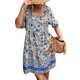 thumbnail image 5 of SAYOO - Vestido de manga corta con volantes para mujer, estampado de flores a la moda, cuello en V, cintura alta, vestido acampanado SAYOO  Moda, 5 of 7