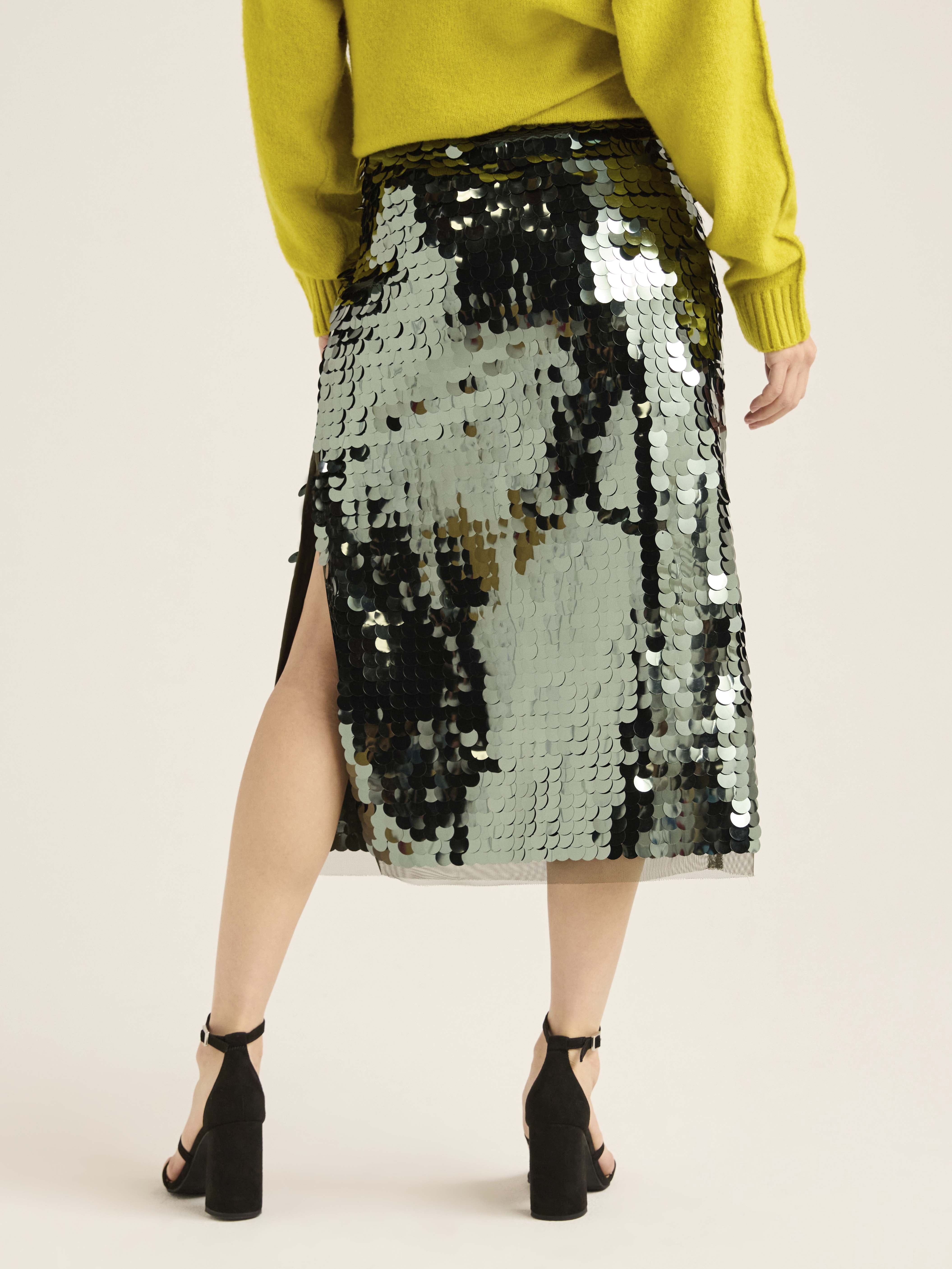 Scoop Paillette Midi Skirt