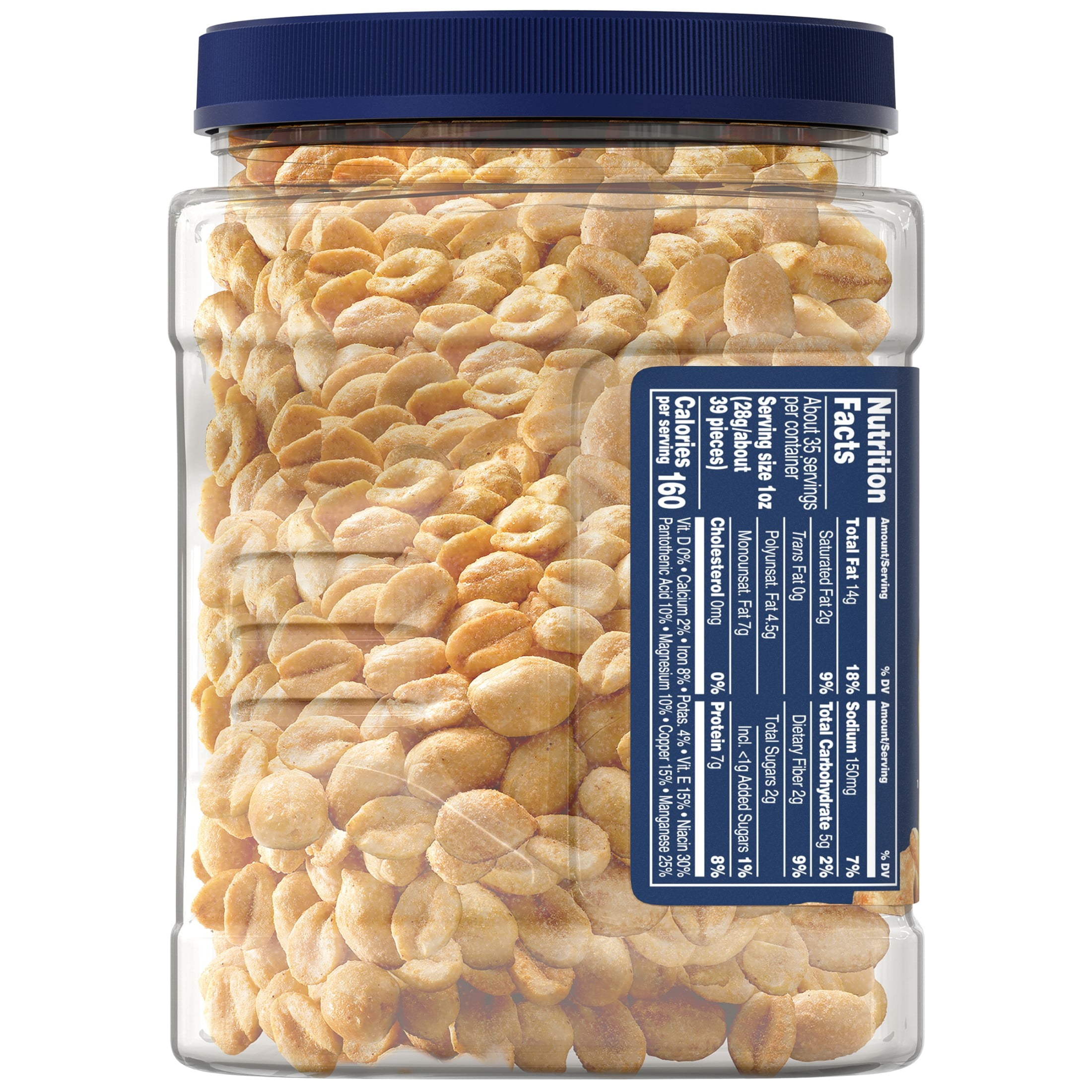 (6 pack) PLANTERS Salted Dry Roasted Peanuts, Party Snacks, Plant Based Protein, 2.16 lb Container