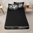 thumbnail image 4 of Metsweet Black Dragon Zipper Full Size Comforter Sets with Fitted Sheet and 2 Pillowcases, Jungle Animal Zipper Bedding Set, Black White Gray,4pcs,Black Reversible, 4 of 6