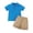 Blue, variant on Quealent Toddler Boys 2 Piece Suit Textured Knit Polo and Shorts Striped Trim Breathable Outfit Sets (Pink, 18-24 Months)