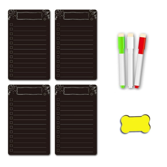 Magnetic Fridge Blackboard with Marker and Eraser, Fridge Message Board for Kitchen Grocery Shopping List Meal Planner