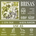 thumbnail image 4 of Brisas Hand Printed Green/Grey Beach Cover Up for Women Used as Swimsuit, Cardigan, Kimono for Super Soft Loungewear, Travel and Holiday - Two Tone Floral Print, 4 of 4