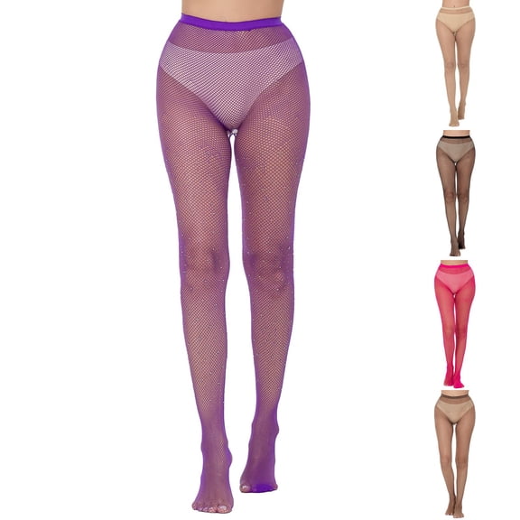 Helii Sparkly Rhinestone Fishnet Tights for Women - High Waist Mesh Stockings - Fashion Party Daily Wear Pantyhose 2 Pack