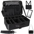 thumbnail image 1 of XL Grande Estuche de Maquillaje de Viaje - Con Espejo, 41x30x13cm Bolsa de Cosm&eacute;ticos, Profesional Organizador de Maquillaje Impermeable, Divisor Ajustable Bolsa de Almacenamiento para Cosm, 1 of 8