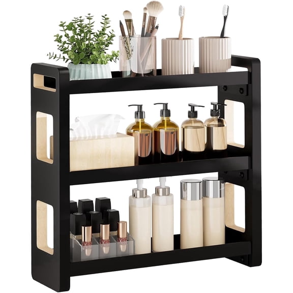 3 Tier Bathroom Counter Organizer, Counter Storage for Cologne Skincare & Makeup Storage (Black)