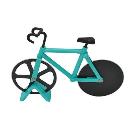 Bicycle Pizza Cutter FYSHO Bicycle Pizza Cutter Slicer Dual Stainless Steel Non-stick Cutting Wheels With Display Stand Cool Kitchen Gadget ()