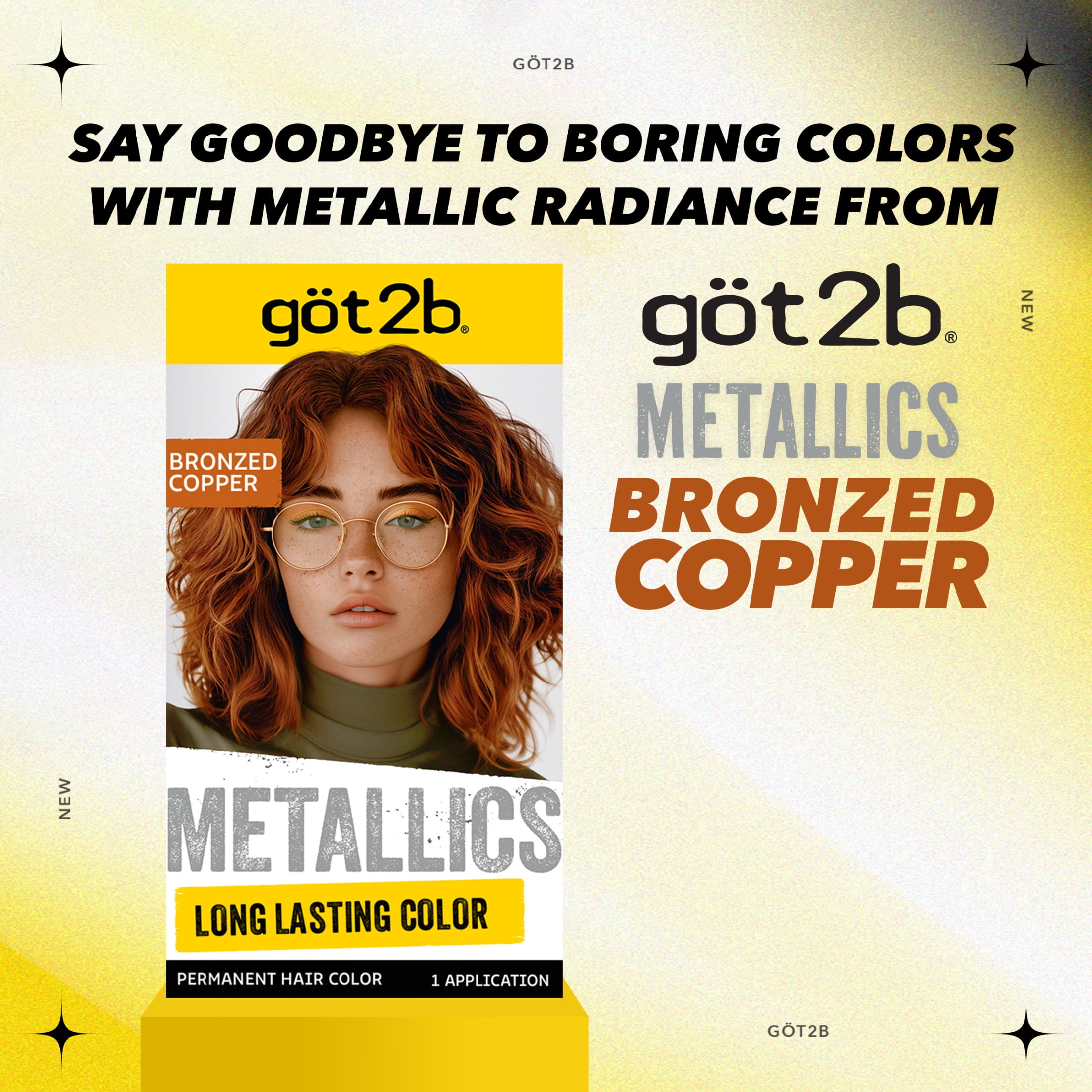 got2b Metallics Permanent Hair Dye, Bronzed Copper, Hair Color for Women & Men, 1 Kit