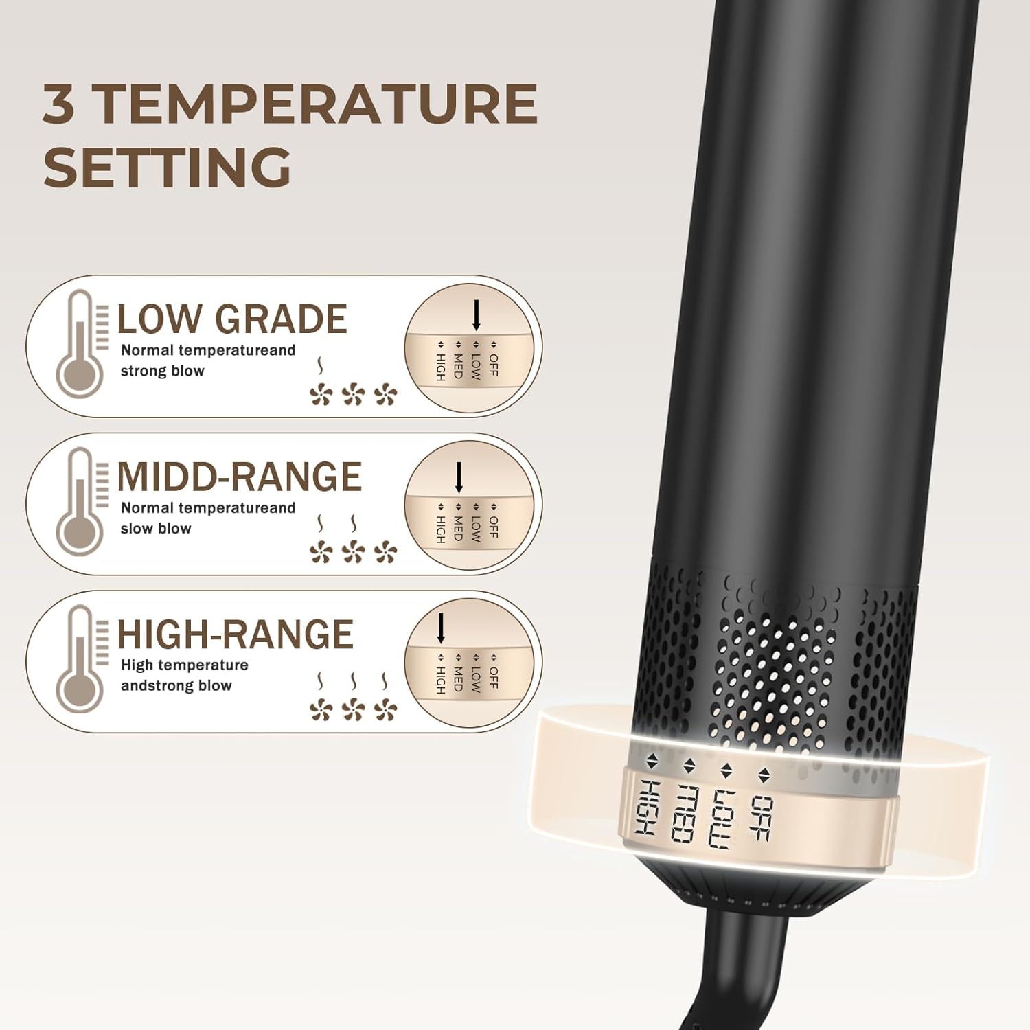 Taotique 5-in-1 Hot Air Brush Styler with Air Curler, Gold photo 7