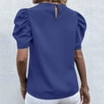 thumbnail image 4 of Tops for Women Blouse Habillée à Manches Courtes Bouffantes Imprimée Florale Col Rond Décontractée Confortable pour Sortir Shirts, 4 of 7