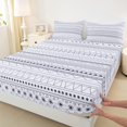 thumbnail image 3 of Manfei Retro Boho Geometric Twin Sheet Sets,Bohemian Theme Twin Fitted Sheet,Light Purple White Flat Sheet For Men Women,Ultra Soft Home Decor,3pcs, 3 of 7