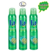 Economy size 200ml/6.7 ounces (3 Packs) Fa 48h Deodorant Spray Caribbean Lemon for Men & Women