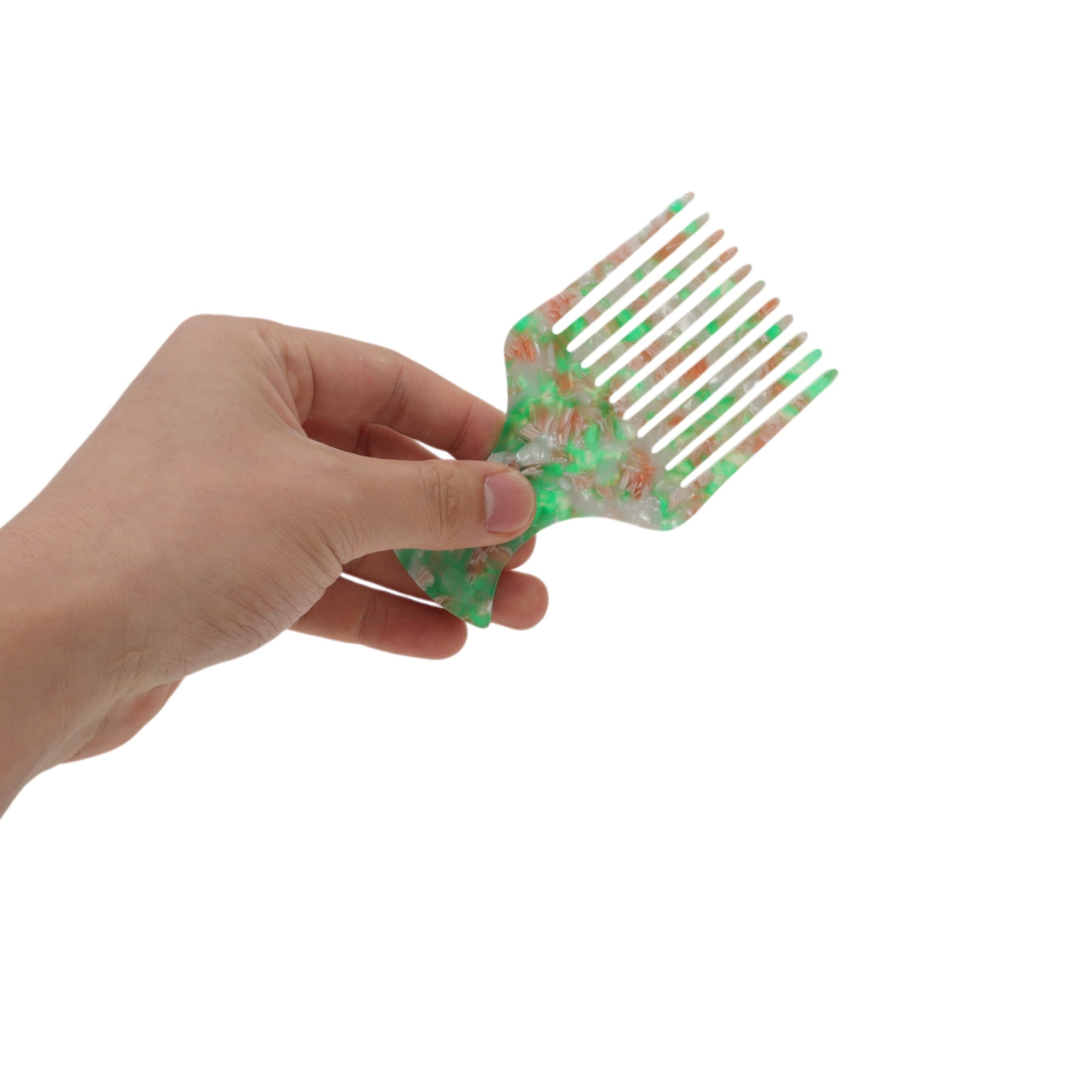 Unique Bargains 1 Pc Flat Handle Marble Hair Insert Comb for All Hair Types Green