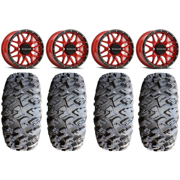 Raceline Krank 14" Red Wheels 32" MotoClaw Tires Polaris RZR XP 1000 / PRO XP / Ranger XP 900/1000
