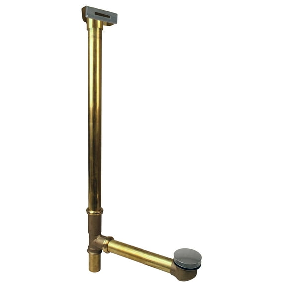 Westbrass 7931817LD-07 22" Bath Waste & Overflow Assembly with Linear Faceplate and Tip-Toe Drain, Satin Nickel
