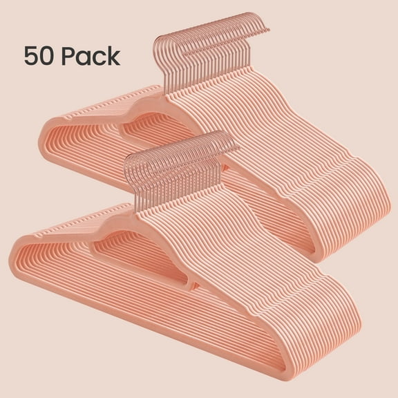 50 Pack Velvet Hangers Coat Hanger with Swivel Hook Non-Slip for Coat Shirt Dress Pants Light Pink